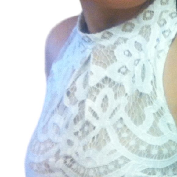 Halter Neck Lace Mini Dress - Picture 6 of 13